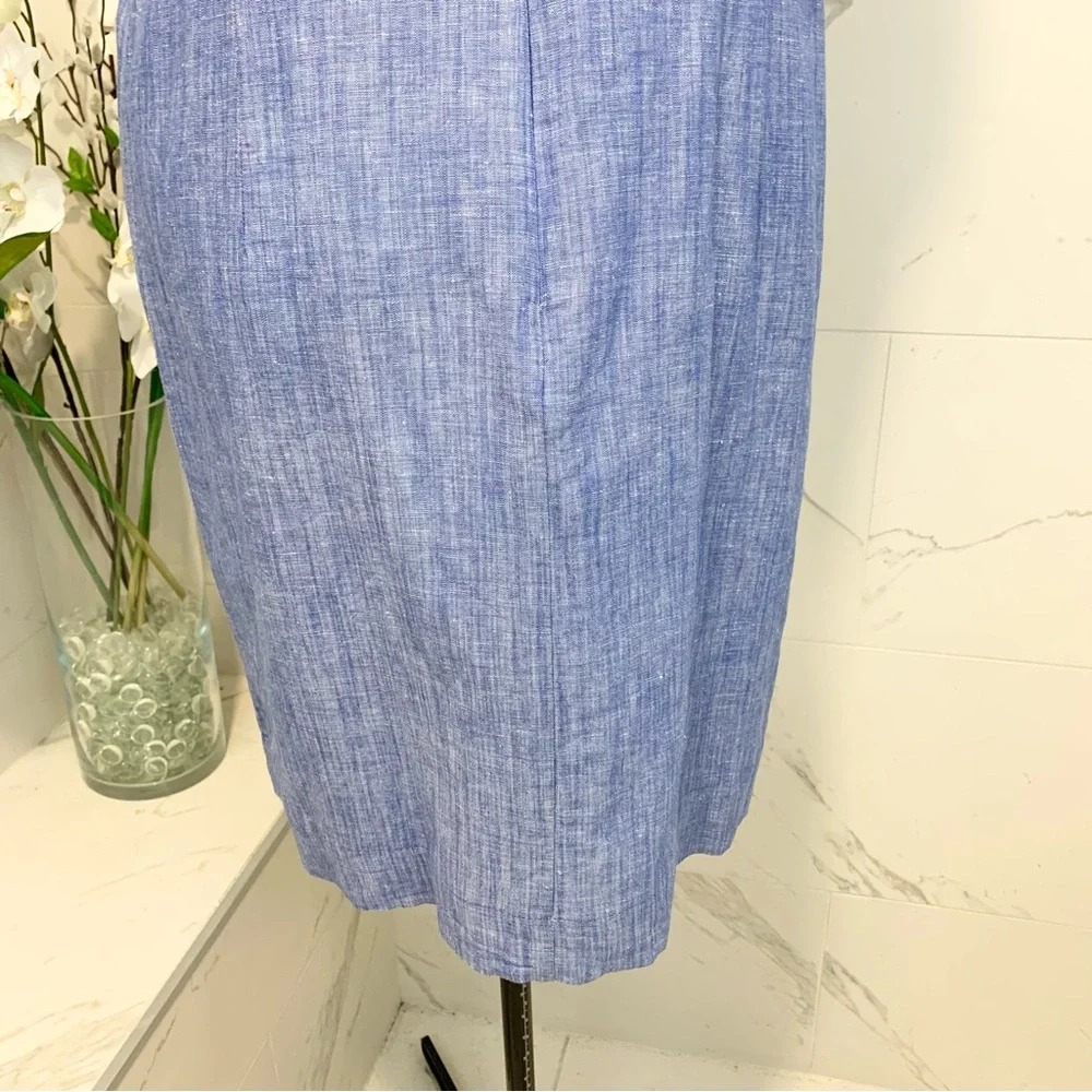 Talbots Dress Linen Blue Embroidered 16 - Picture 13 of 15